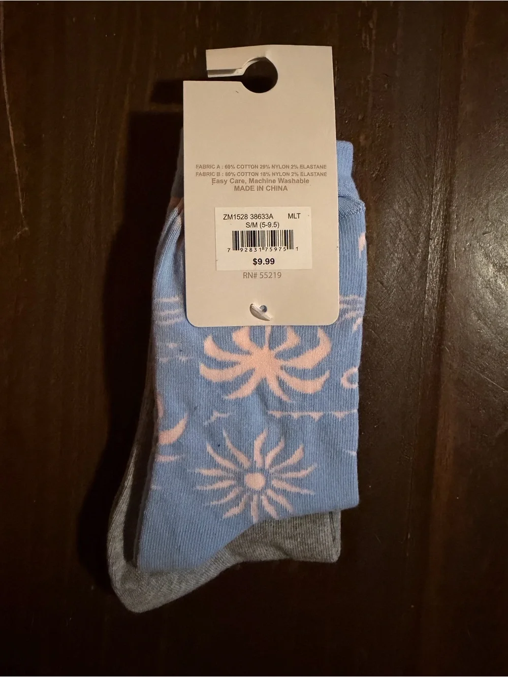 New “The Easy Life” Gray 2-Pack Crew Socks - S/M